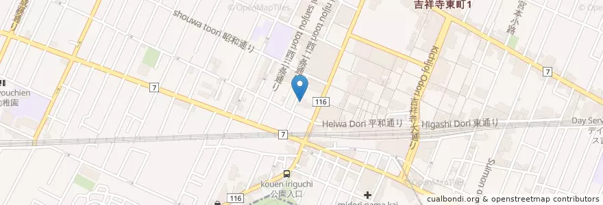 Mapa de ubicacion de 森本病院 en Japonya, 東京都, 武蔵野市.