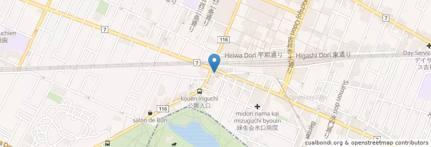 Mapa de ubicacion de すき家 en Japonya, 東京都, 武蔵野市.