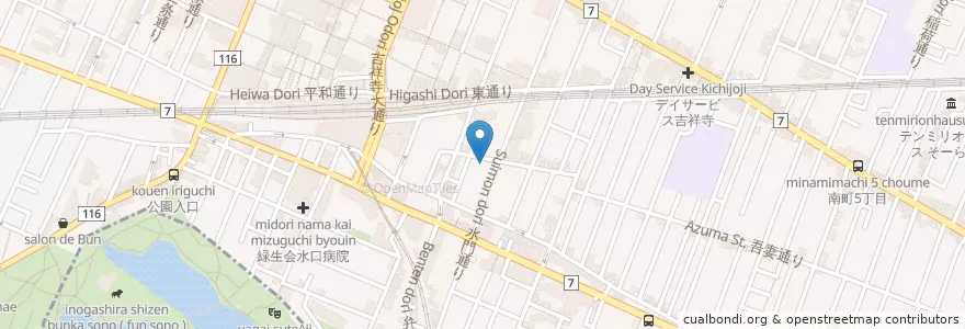 Mapa de ubicacion de 中野スクールオブビジネス en Japan, 東京都, 武蔵野市.