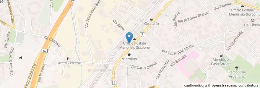 Mapa de ubicacion de Mendrisio, Stazione en Svizzera, Ticino, Distretto Di Mendrisio, Circolo Di Mendrisio, Mendrisio.
