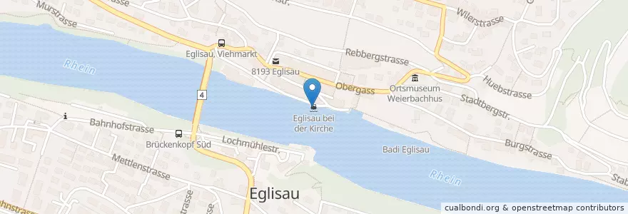 Mapa de ubicacion de Eglisau bei der Kirche en 瑞士, 蘇黎世, Bezirk Bülach, Eglisau.