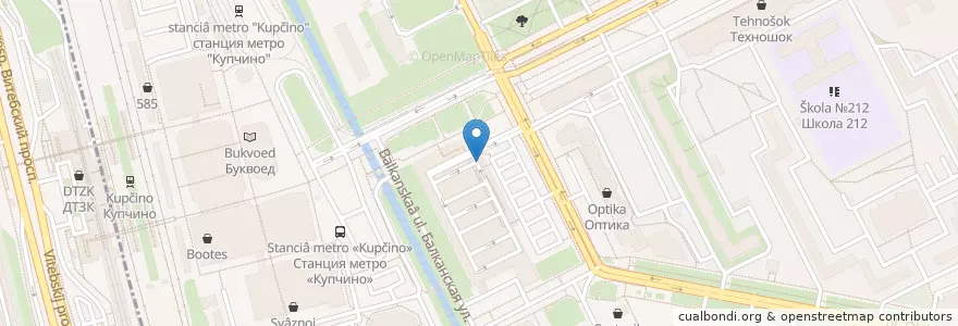 Mapa de ubicacion de Альфа-Банк en Rusia, Северо-Западный Федеральный Округ, Óblast De Leningrado, San Petersburgo, Фрунзенский Район, Балканский Округ.