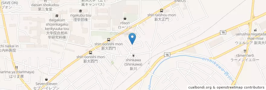 Mapa de ubicacion de よし半 (Yoshihan) en Japan, Niigata Prefecture, Niigata, Nishi Ward.