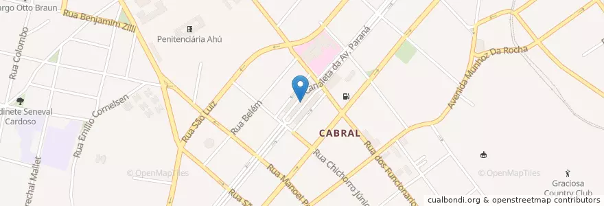 Mapa de ubicacion de Terminal Cabral en 巴西, 南部, 巴拉那, Região Geográfica Intermediária De Curitiba, Região Metropolitana De Curitiba, Microrregião De Curitiba, 库里蒂巴.