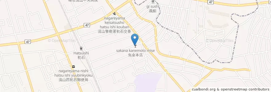 Mapa de ubicacion de 魚金本店 en اليابان, 千葉県, 流山市.