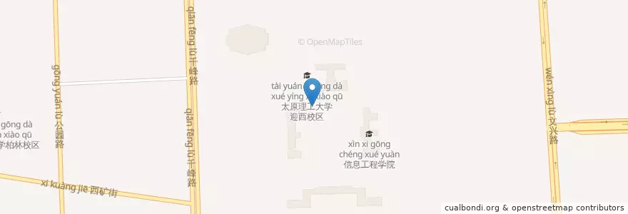 Mapa de ubicacion de 千峰街道 en 中国, 山西省, 太原市, 万柏林区, 千峰街道.