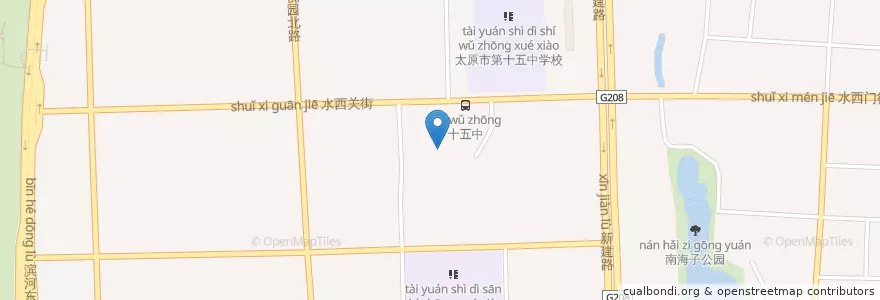 Mapa de ubicacion de 庙前街道 en China, Xanxim, 太原市, 迎泽区, 庙前街道.