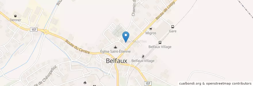 Mapa de ubicacion de Commune de Belfaux en Suiza, Friburgo, District De La Sarine, Belfaux.