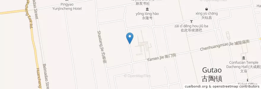 Mapa de ubicacion de 古陶镇 en 中国, 山西省, 晋中市, 平遥县 (Pingyao).