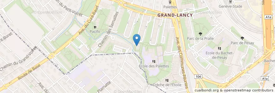 Mapa de ubicacion de Chapelle de la Sainte-Famille en Suiza, Ginebra, Ginebra, Lancy.