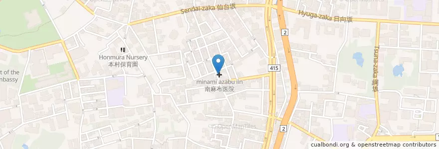 Mapa de ubicacion de 南麻布医院 en 일본, 도쿄도, 미나토.