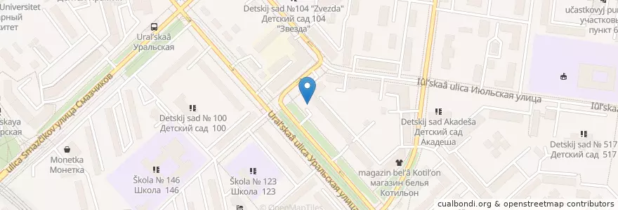 Mapa de ubicacion de Агентство почтовых рассылок en Russie, District Fédéral De L'Oural, Oblast De Sverdlovsk, Городской Округ Екатеринбург.