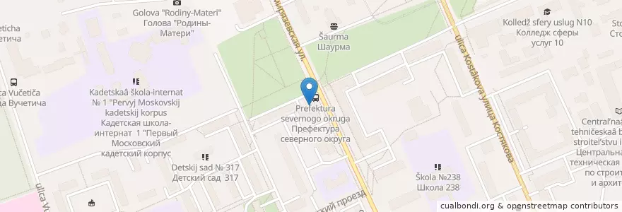 Mapa de ubicacion de Почта России en Russia, Distretto Federale Centrale, Москва, Северный Административный Округ, Тимирязевский Район.