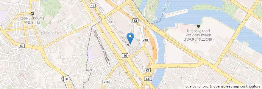Mapa de ubicacion de Bubby's en Japan, 神奈川県, Yokohama, 西区.