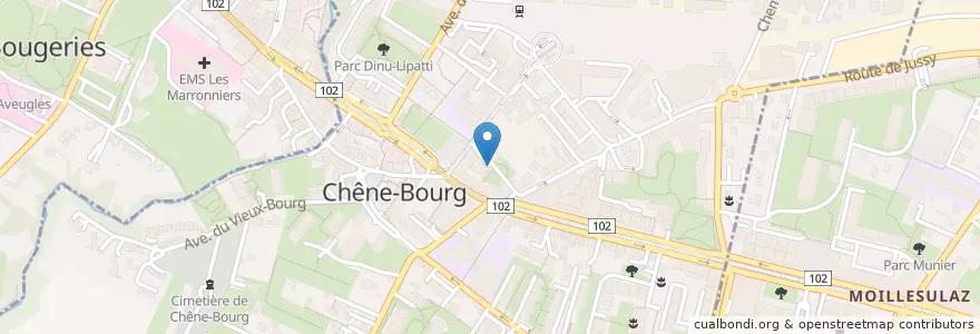 Mapa de ubicacion de Point Favre en Svizzera, Ginevra, Ginevra, Thônex, Chêne-Bourg.