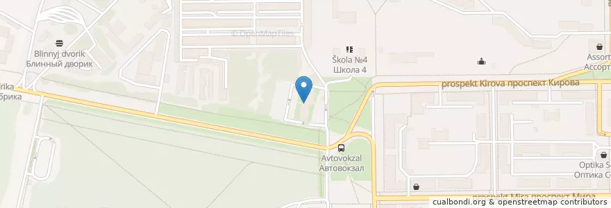 Mapa de ubicacion de Автовокзал en Rusia, Приволжский Федеральный Округ, Óblast De Kírov, Городской Округ Кирово-Чепецк.