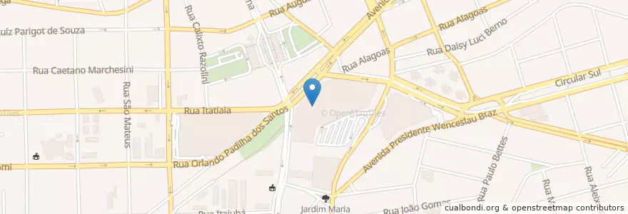 Mapa de ubicacion de Shopping Palladium en Brazilië, Regio Zuid, Paraná, Região Geográfica Intermediária De Curitiba, Região Metropolitana De Curitiba, Microrregião De Curitiba, Curitiba.
