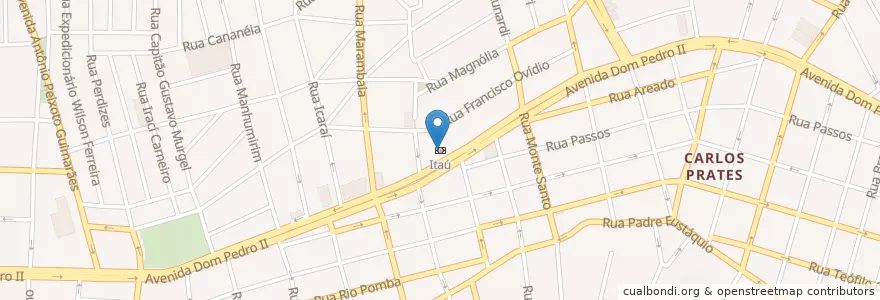 Mapa de ubicacion de Itaú en Brazilië, Regio Zuidoost, Minas Gerais, Região Geográfica Intermediária De Belo Horizonte, Região Metropolitana De Belo Horizonte, Microrregião Belo Horizonte, Belo Horizonte.