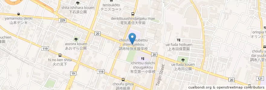 Mapa de ubicacion de マクドナルド en Jepun, 東京都, 調布市.