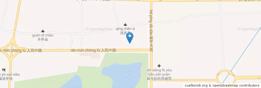 Mapa de ubicacion de 东街街道 en 中国, 河南省, 新郷市, 红旗区, 东街街道.