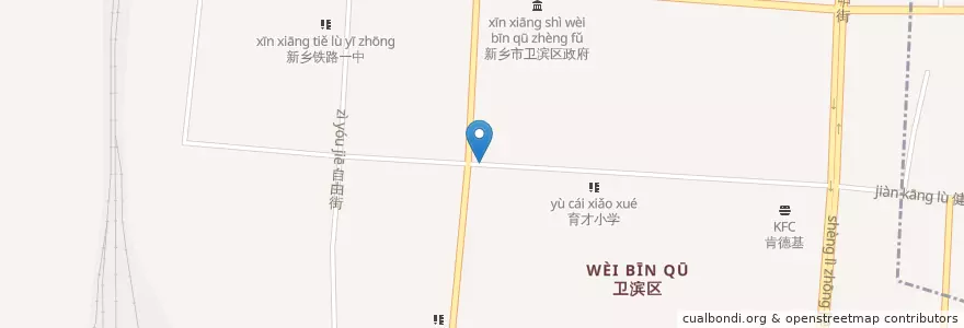Mapa de ubicacion de 健康路街道 en Çin, Henan, 新乡市, 卫滨区, 健康路街道.