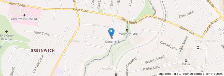 Mapa de ubicacion de Scout Hall en Australië, Nieuw-Zuid-Wales, Lane Cove Municipal Council, Sydney.