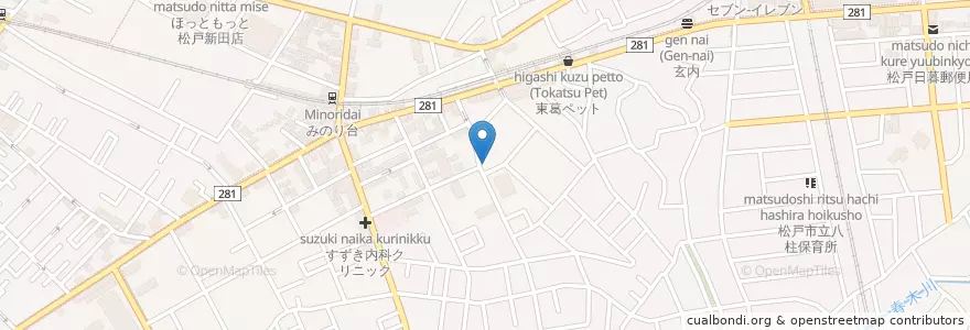 Mapa de ubicacion de 幸寿司 en Japonya, 千葉県, 松戸市.