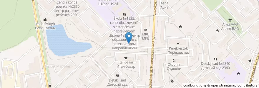 Mapa de ubicacion de Сбербанк en Rusia, Distrito Federal Central, Москва, Восточный Административный Округ, Район Новокосино.