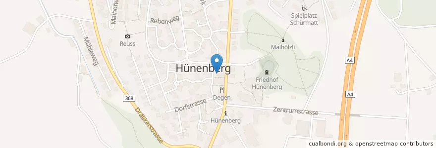 Mapa de ubicacion de Polizeidienststelle Hünenberg en 瑞士, Zug, Hünenberg.