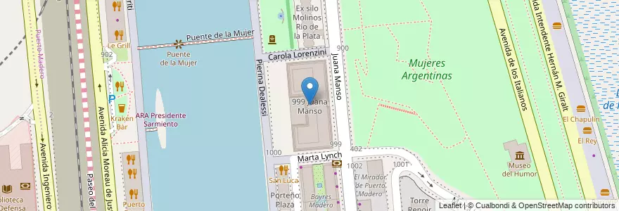 Mapa de ubicacion de 999 Juana Manso, Puerto Madero en Argentina, Ciudad Autónoma De Buenos Aires, Comuna 1, Buenos Aires.