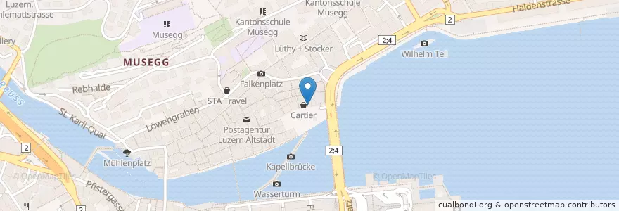 Mapa de ubicacion de TopPharm Dr. Schmid's See Apotheke en سويسرا, Luzern, Luzern.
