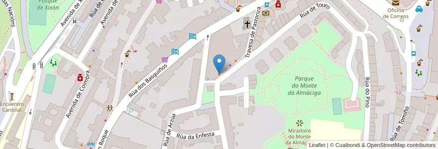 Mapa de ubicacion de A Barraca en スペイン, ガリシア州, A Coruña, Santiago, Santiago De Compostela.
