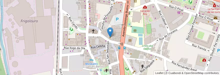 Mapa de ubicacion de A Cova dos Trasnos en Espagne, Galice, Pontevedra, Vigo, O Porriño.