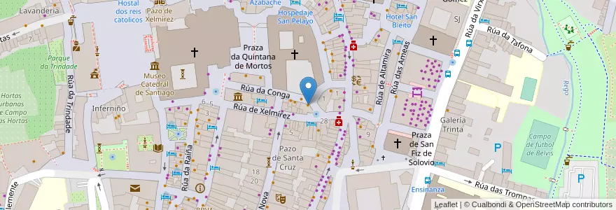 Mapa de ubicacion de A Curtidoría en Испания, Галисия, А-Корунья, Santiago, Santiago De Compostela.