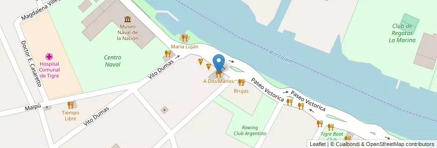 Mapa de ubicacion de A Dos Manos en Argentinië, Buenos Aires, Partido De Tigre, Tigre.