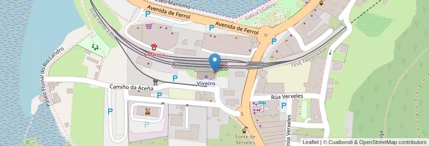 Mapa de ubicacion de A Estación en Испания, Галисия, Луго, A Mariña Occidental, Viveiro.