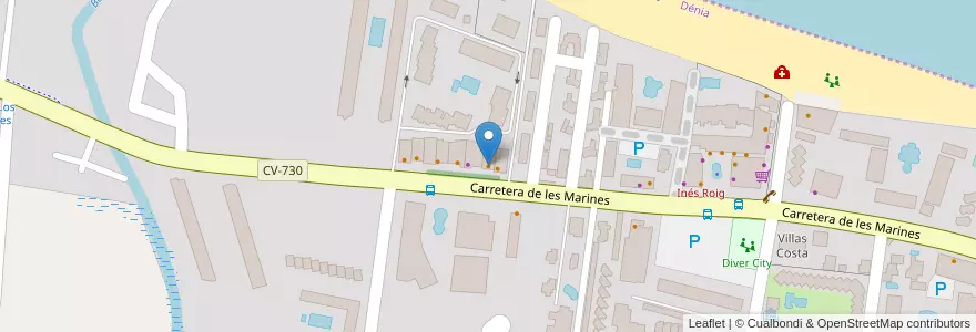 Mapa de ubicacion de A la Carte en Espagne, Communauté Valencienne, Dénia.