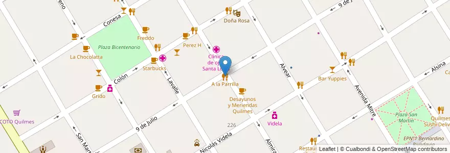 Mapa de ubicacion de A la Parrilla en Arjantin, Buenos Aires, Partido De Quilmes, Quilmes.