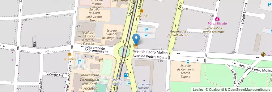 Mapa de ubicacion de A la Ra-Na en الأرجنتين, تشيلي, Mendoza, Departamento Capital, Sección 2ª Barrio Cívico, Ciudad De Mendoza.