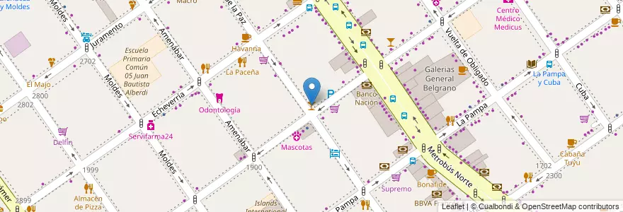Mapa de ubicacion de A lo de Juana, Belgrano en Аргентина, Буэнос-Айрес, Буэнос-Айрес, Comuna 13.