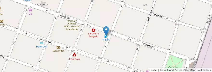 Mapa de ubicacion de A & M en Argentinië, Buenos Aires, Partido De Bragado, Bragado.