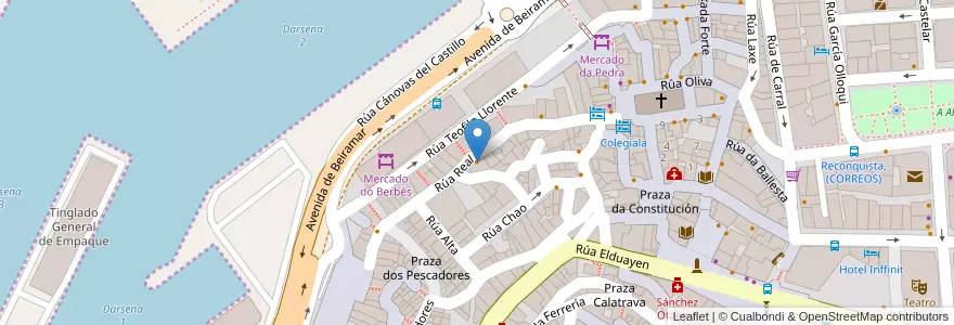 Mapa de ubicacion de A Mordiscos en España, Vigo.