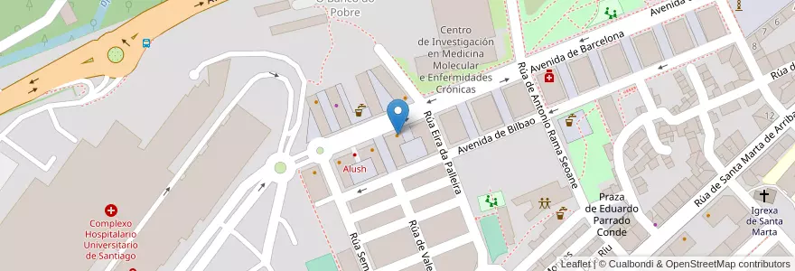 Mapa de ubicacion de A taberna do Finikito en España, Galicia / Galiza, A Coruña, Santiago, Santiago De Compostela.