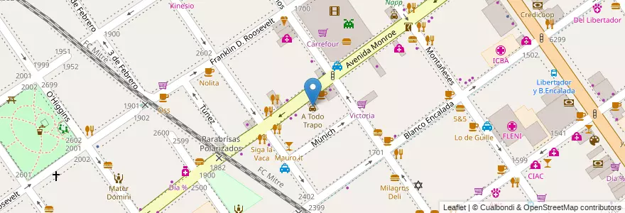 Mapa de ubicacion de A Todo Trapo, Belgrano en Argentinië, Ciudad Autónoma De Buenos Aires, Buenos Aires, Comuna 13.