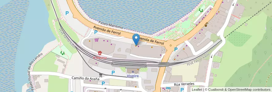Mapa de ubicacion de A Variante en Espagne, Galice, Lugo, A Mariña Occidental, Viveiro.