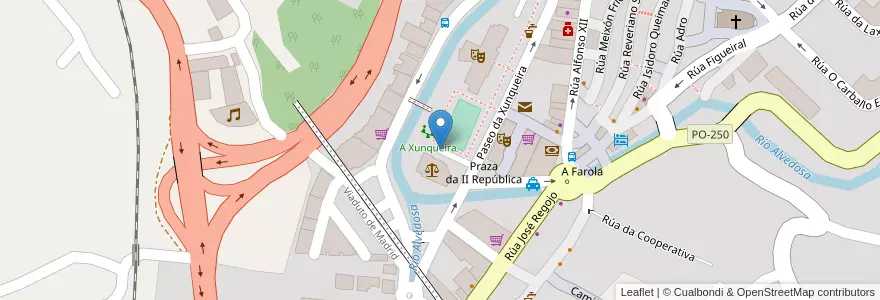 Mapa de ubicacion de A Xunqueira en スペイン, ガリシア州, Pontevedra, Vigo, Redondela.