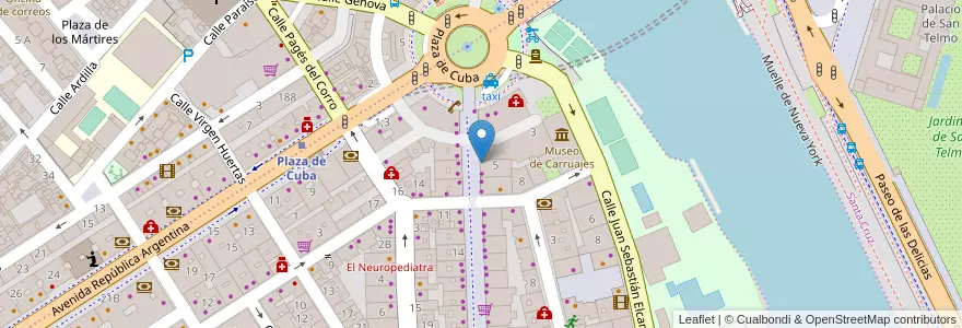 Mapa de ubicacion de A5 Farmacia en 西班牙, 安达鲁西亚, Sevilla, Sevilla.