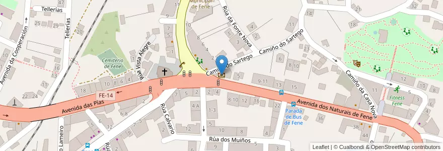 Mapa de ubicacion de ABANCA en スペイン, ガリシア州, A Coruña, Ferrol, Fene.