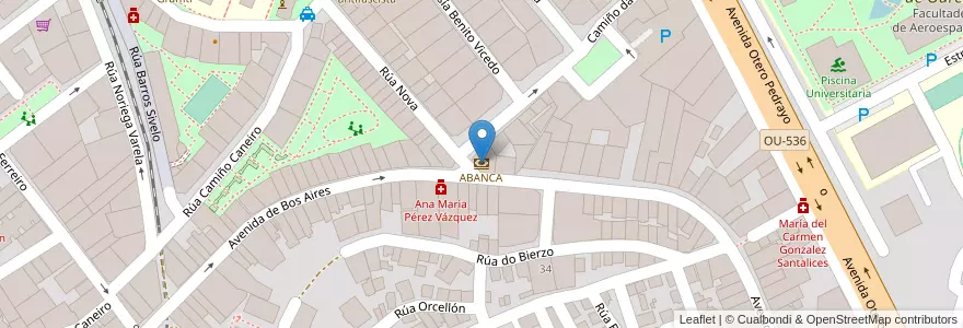 Mapa de ubicacion de ABANCA en スペイン, ガリシア州, オウレンセ, Ourense, オウレンセ.