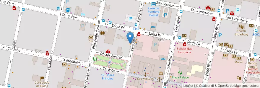 Mapa de ubicacion de Abarrotado en アルゼンチン, サンタフェ州, Departamento Rosario, Municipio De Rosario, ロサリオ.